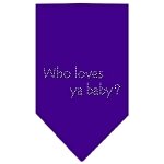 Who Loves Ya Baby Rhinestone Bandana Purple Large