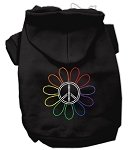 Rhinestone Rainbow Flower Peace Sign Hoodie Black L (14)