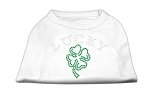 Four Leaf Clover Outline Rhinestone Shirts White L (14)