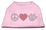 Peace Love and Paw Rhinestone Shirt Light Pink L (14)