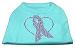 Pink Ribbon Rhinestone Shirts Aqua L (14)