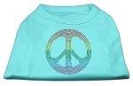 Rhinestone Rainbow Peace Sign Shirts Aqua L (14)