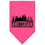 Amsterdam Skyline Screen Print Bandana Bright Pink Large