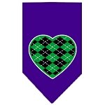 Argyle Heart Green Screen Print Bandana Purple Large