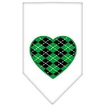 Argyle Heart Green Screen Print Bandana White Large