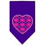 Argyle Heart Pink Screen Print Bandana Purple Large