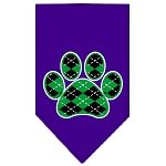 Argyle Paw Green Screen Print Bandana Purple Large