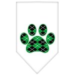 Argyle Paw Green Screen Print Bandana White Large