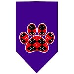 Argyle Paw Red Screen Print Bandana Purple Large