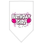 Birthday Girl Screen Print Bandana White Large