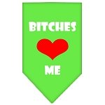 Bitches Love Me Screen Print Bandana Lime Green Large