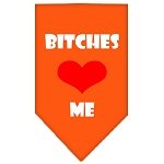 Bitches Love Me Screen Print Bandana Orange Large