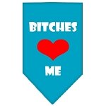 Bitches Love Me Screen Print Bandana Turquoise Large