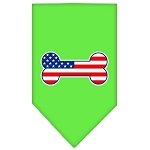 Bone Flag American Screen Print Bandana Lime Green Large