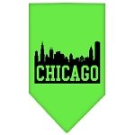 Chicago Skyline Screen Print Bandana Lime Green Large