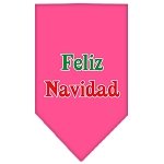 Feliz Navidad Screen Print Bandana Bright Pink Large