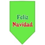 Feliz Navidad Screen Print Bandana Lime Green Large
