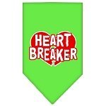 Heart Breaker Screen Print Bandana Lime Green Large