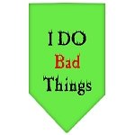 I Do Bad Things  Screen Print Bandana Lime Green Large