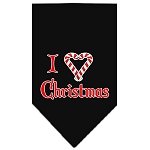 Heart Christmas Screen Print Bandana Black Large