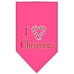 Heart Christmas Screen Print Bandana Bright Pink Large