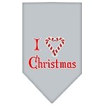 Heart Christmas Screen Print Bandana Grey Large