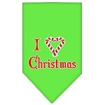Heart Christmas Screen Print Bandana Lime Green Large