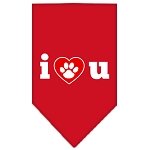 I Love U Screen Print Bandana Red Large