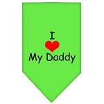 I Heart My Daddy  Screen Print Bandana Lime Green Large