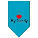 I Heart My Daddy  Screen Print Bandana Turquoise Large