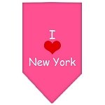 I Heart New York  Screen Print Bandana Bright Pink Large