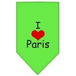 I Heart Paris  Screen Print Bandana Lime Green Large