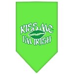 Kiss me I'm Irish Screen Print Bandana Lime Green Large