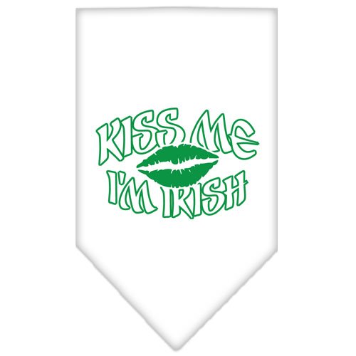 Kiss me I'm Irish Screen Print Bandana White Large