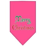 Merry Christmas Screen Print Bandana Bright Pink Large