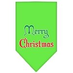 Merry Christmas Screen Print Bandana Lime Green Large