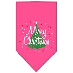 Scribble Merry Christmas Screen Print Bandana Bright Pink Large