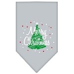 Scribble Merry Christmas Screen Print Bandana Grey Large