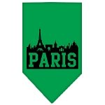Paris Skyline Screen Print Bandana Emerald Green Large