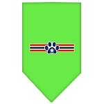 Patriotic Star Paw Screen Print Bandana Lime Green Large