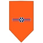 Patriotic Star Paw Screen Print Bandana Orange Large