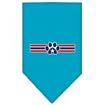Patriotic Star Paw Screen Print Bandana Turquoise Large