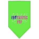 Pawtriotic Pup Screen Print Bandana Lime Green Large
