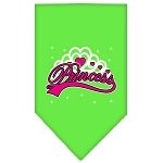 I'm a Princess Screen Print Bandana Lime Green Large