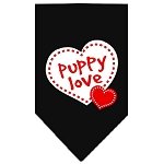Puppy Love Screen Print Bandana Black Large