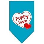 Puppy Love Screen Print Bandana Turquoise Large