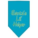 Santa Lil Helper Screen Print Bandana Turquoise Large