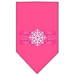 Pink Snowflake Swirls Screen Print Bandana Bright Pink Large