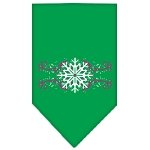 Pink Snowflake Swirls Screen Print Bandana Emerald Green Large