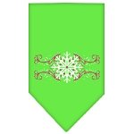 Pink Snowflake Swirls Screen Print Bandana Lime Green Large
